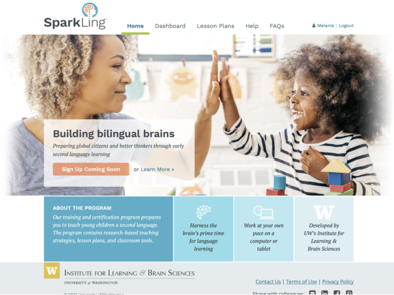 Image of SparkLing webpage