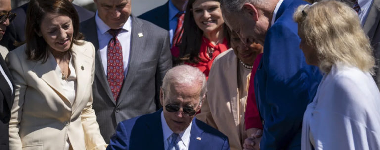 Senator Cantwell w Biden signing CHIPS And Science Act