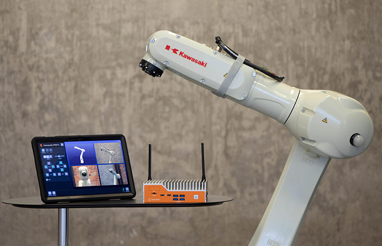 robotic arm and laptop
