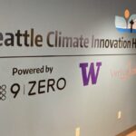 Seattle Climate Innovation Hub wall with logos of partners