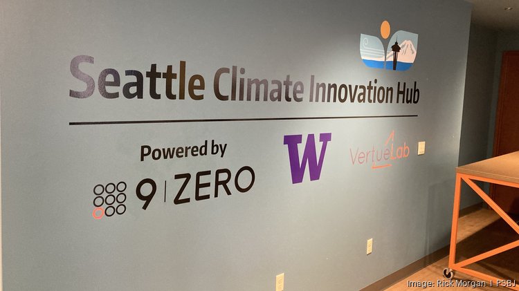 Seattle Climate Innovation Hub wall with logos of partners