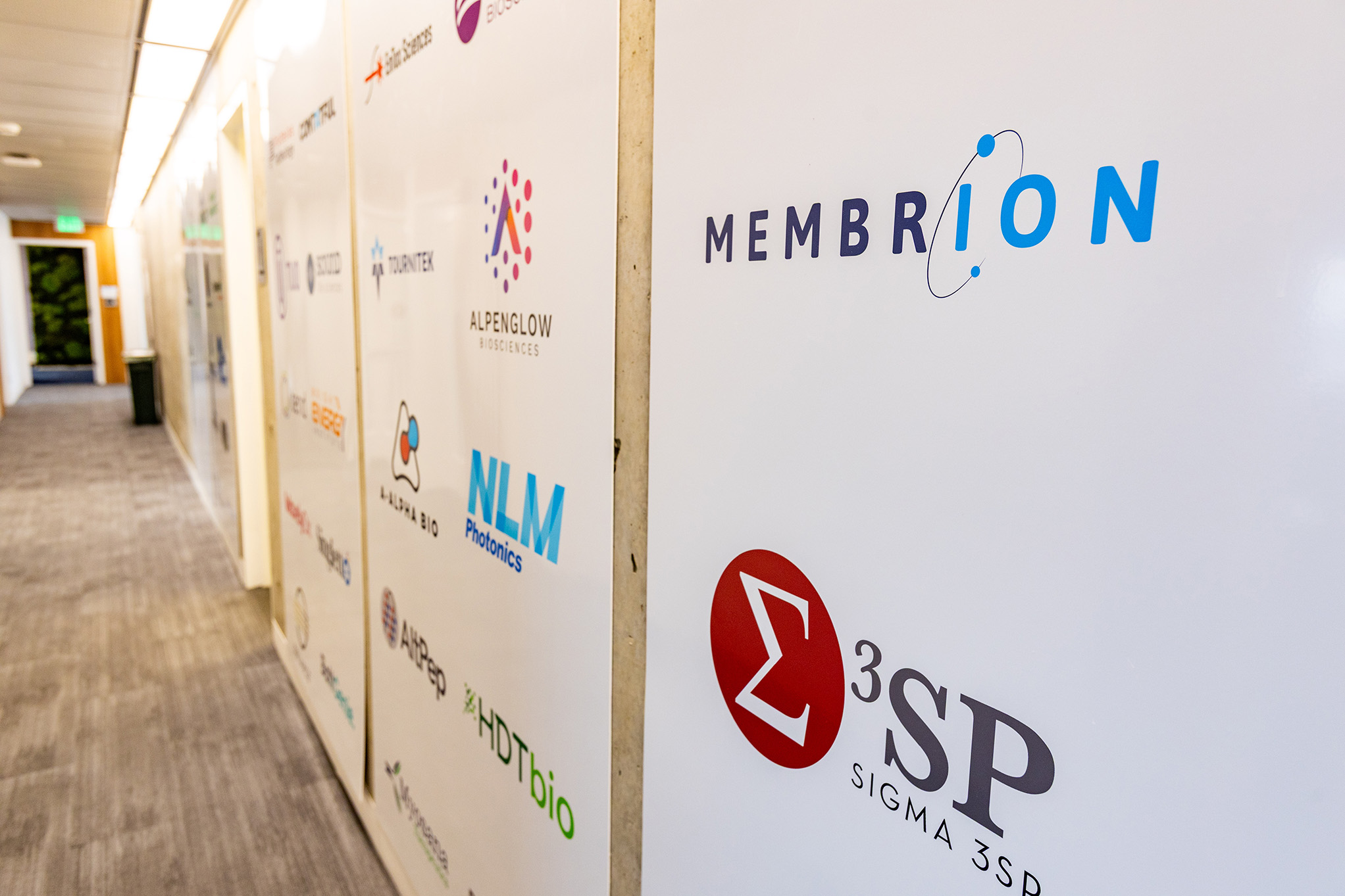 CoMotion HQ startup logo wall Membrion visible