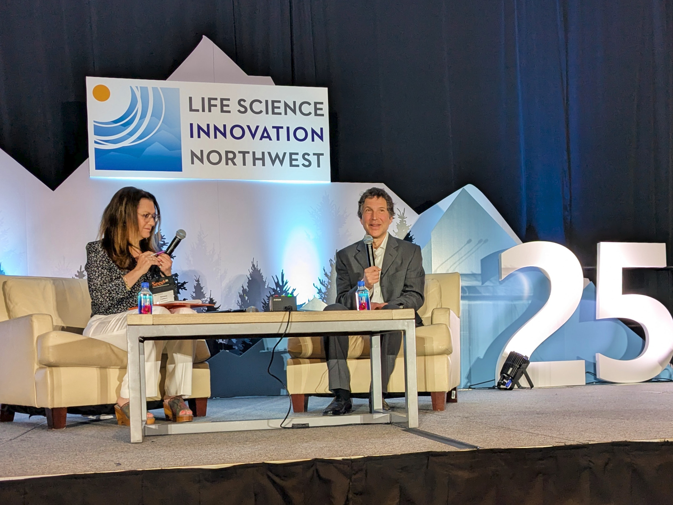 David Baker and Simone Fishburn at Life Science Innovation Northwest conference in Seattle
