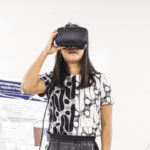 woman wearing VR headset