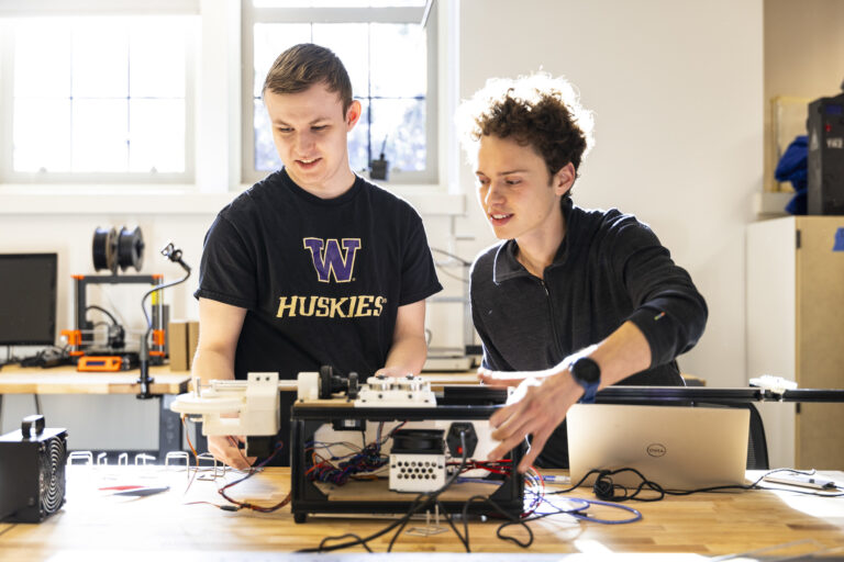 Two students in the lab