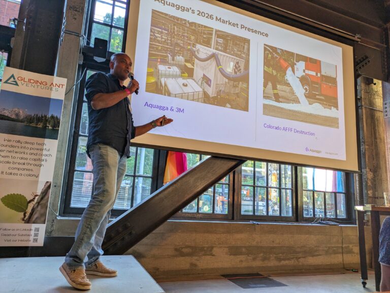 Aquagga CEO Dhileep Sivam makes his winning pitch at a PNW Climate Week.