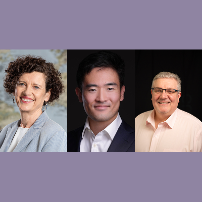 Headshots of Emer Dooley, Momo Nakamura, and Olly Downs