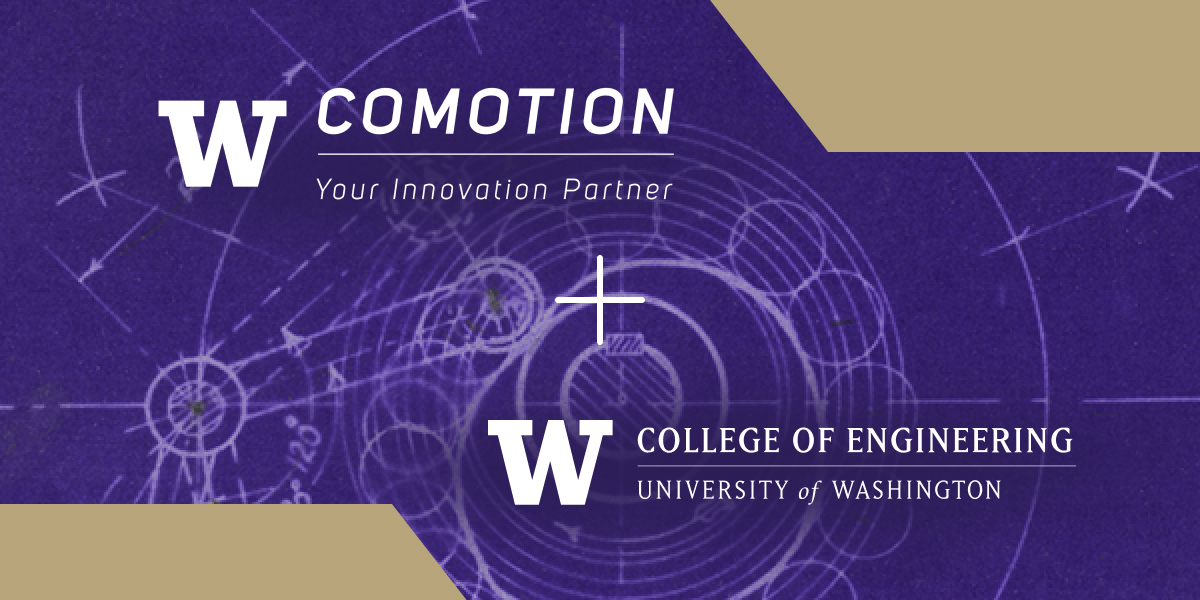 CoMotion and College of Engineering logos on decorative background