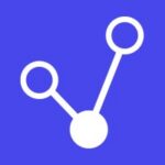 Indigo background with three interconnected dots