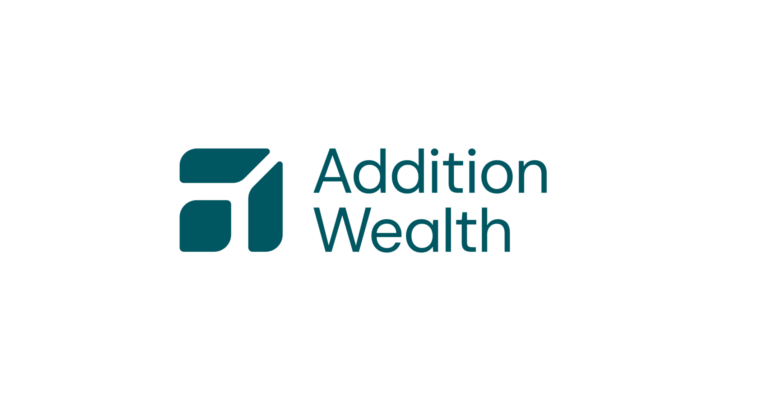 Logo for Addition Wealth featuring a teal abstract icon next to the words “Addition Wealth.
