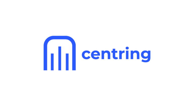 Logo for Centring featuring a blue rounded bar-chart icon next to the word “centring.