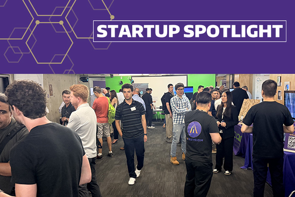 "startup spotlight" with image of people in event space