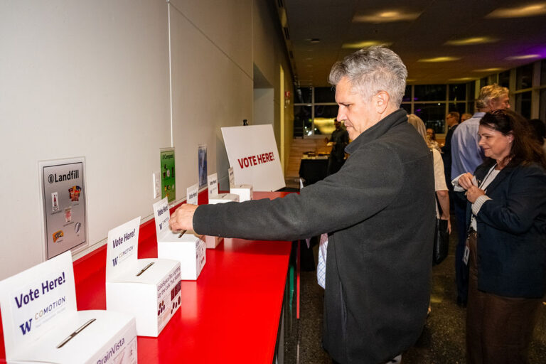 Voting boxes at the CoMotion Innovator Showcase